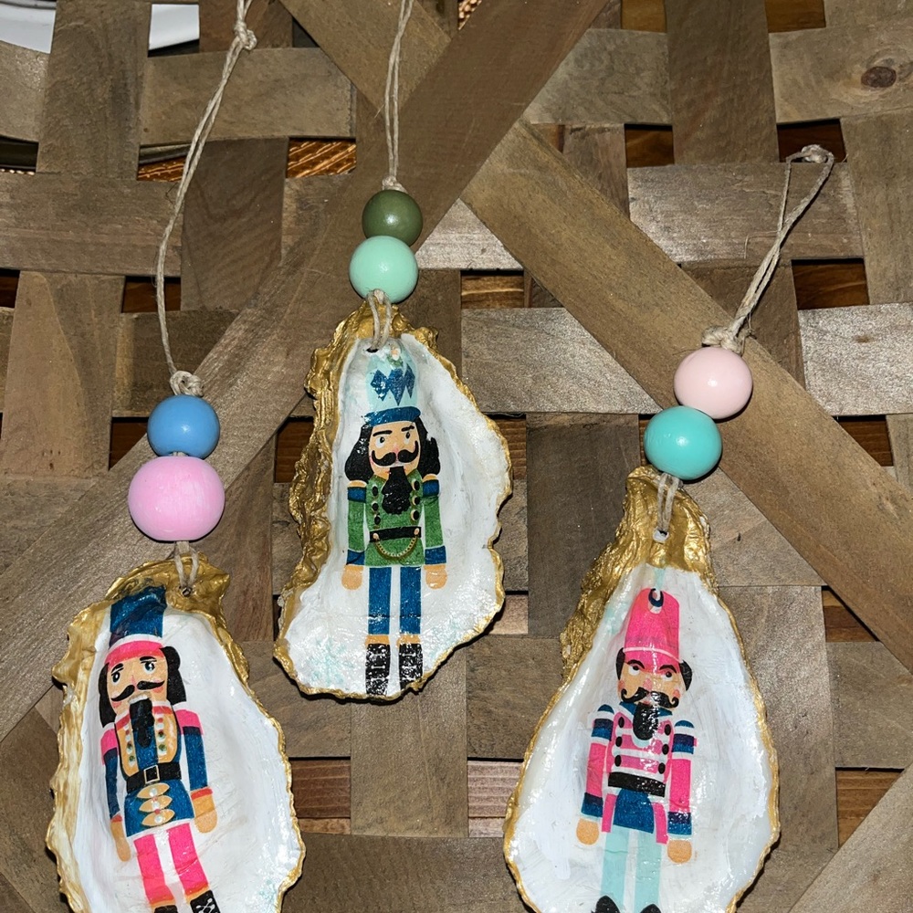 Nutcracker oyster shell ornaments